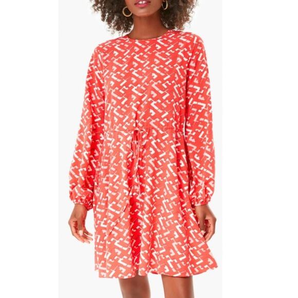 Tuckernuck Dresses & Skirts - Tuckernuck Colette Dress Size M Red Chain Mini Long Sleeves Pomander Place